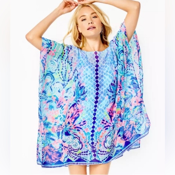 NWOT Lilly Pulitzer Multi Hidden Treasure Alvaro Poncho Cover-Up S/M - Picture 1 of 6